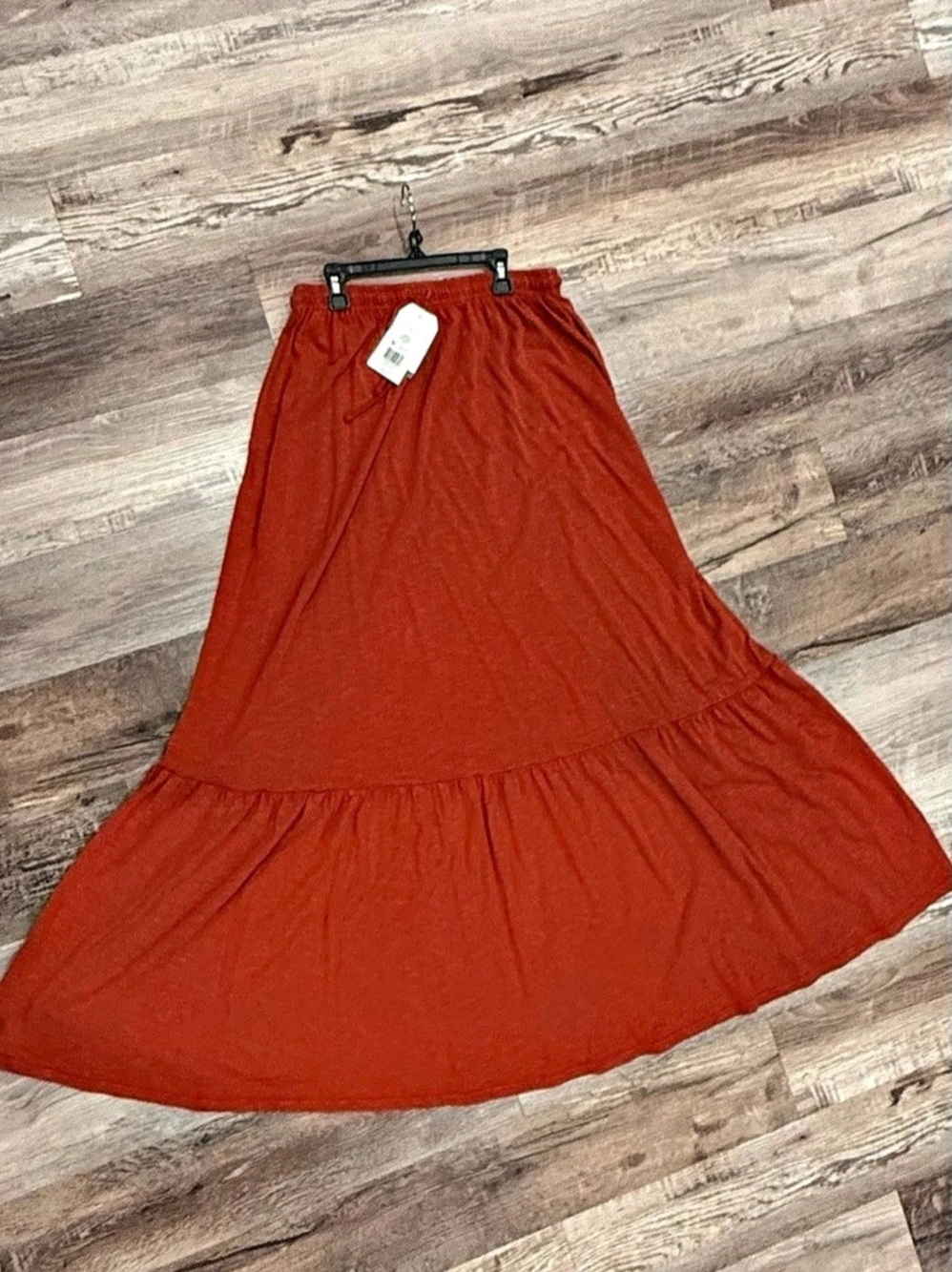 Wonderly Tiered Maxi Skirt in Orange Size Large NWT